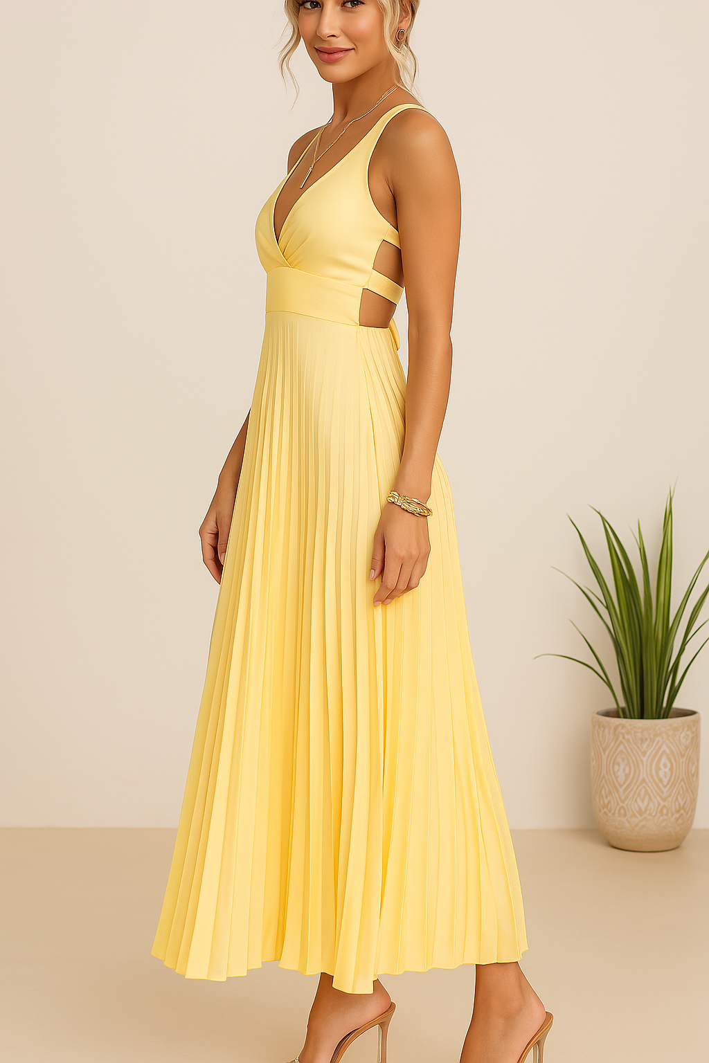 Sunshine Elegance Midi Dress